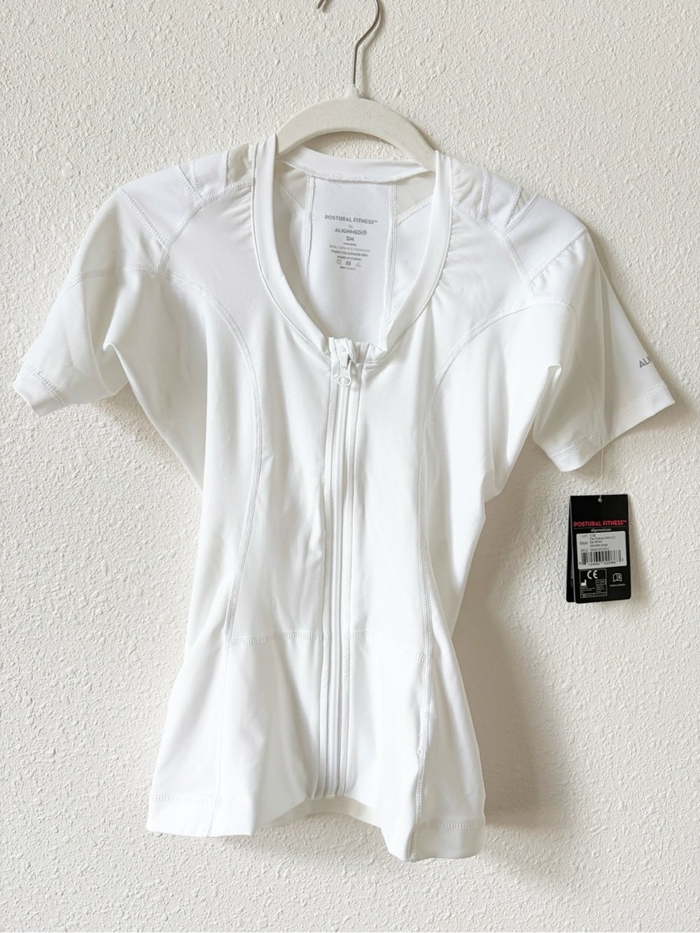 ALIGNMED Postural Fitness Shirt Zipper Women’s Small White Posture Shirt 2.0